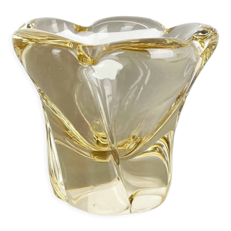 Bol en coquille en verre cristal de 3 kg par Daum nancy, france, années 1970