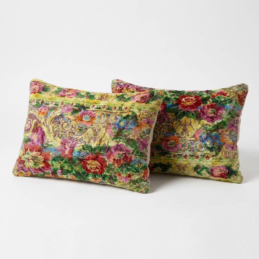 Set of 2 vintage velvet cushion covers 41x61 cm