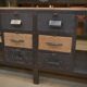 Industrial sideboard from metal and wood factory 1950