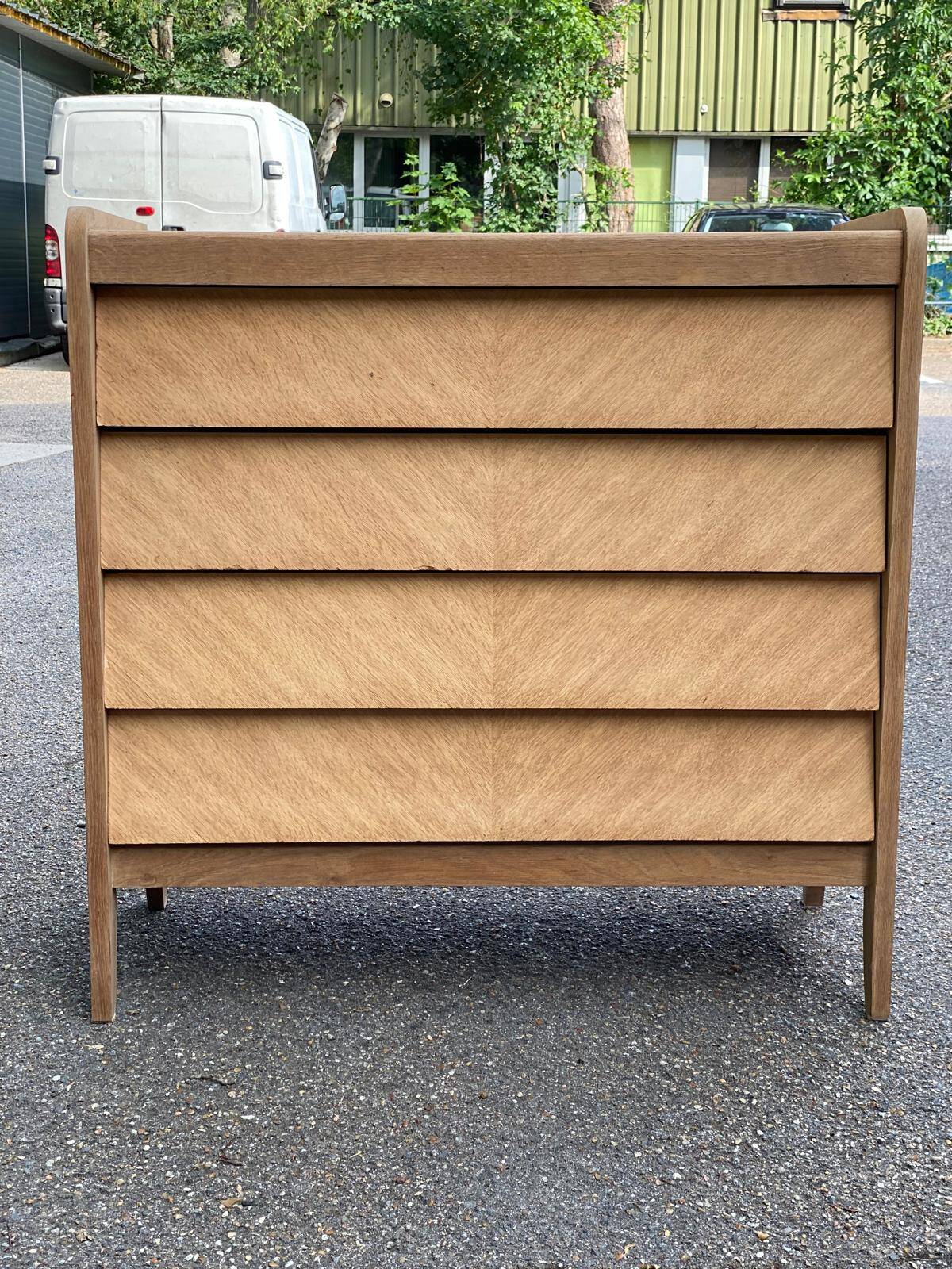 Commode scandinave 4 tiroirs rénovée en bois brut 1940