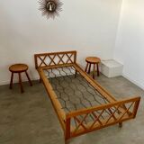 Old French design bed from the 50s daybed with vintage compass feet