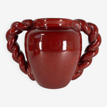 Vintage ceramic vase 1950 dlg Vallauris France red