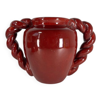 Vintage ceramic vase 1950 dlg Vallauris France red