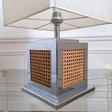 Chrome lamp with caning decoration
