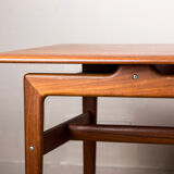 Large Danish teak coffee table with 1960 document rows.