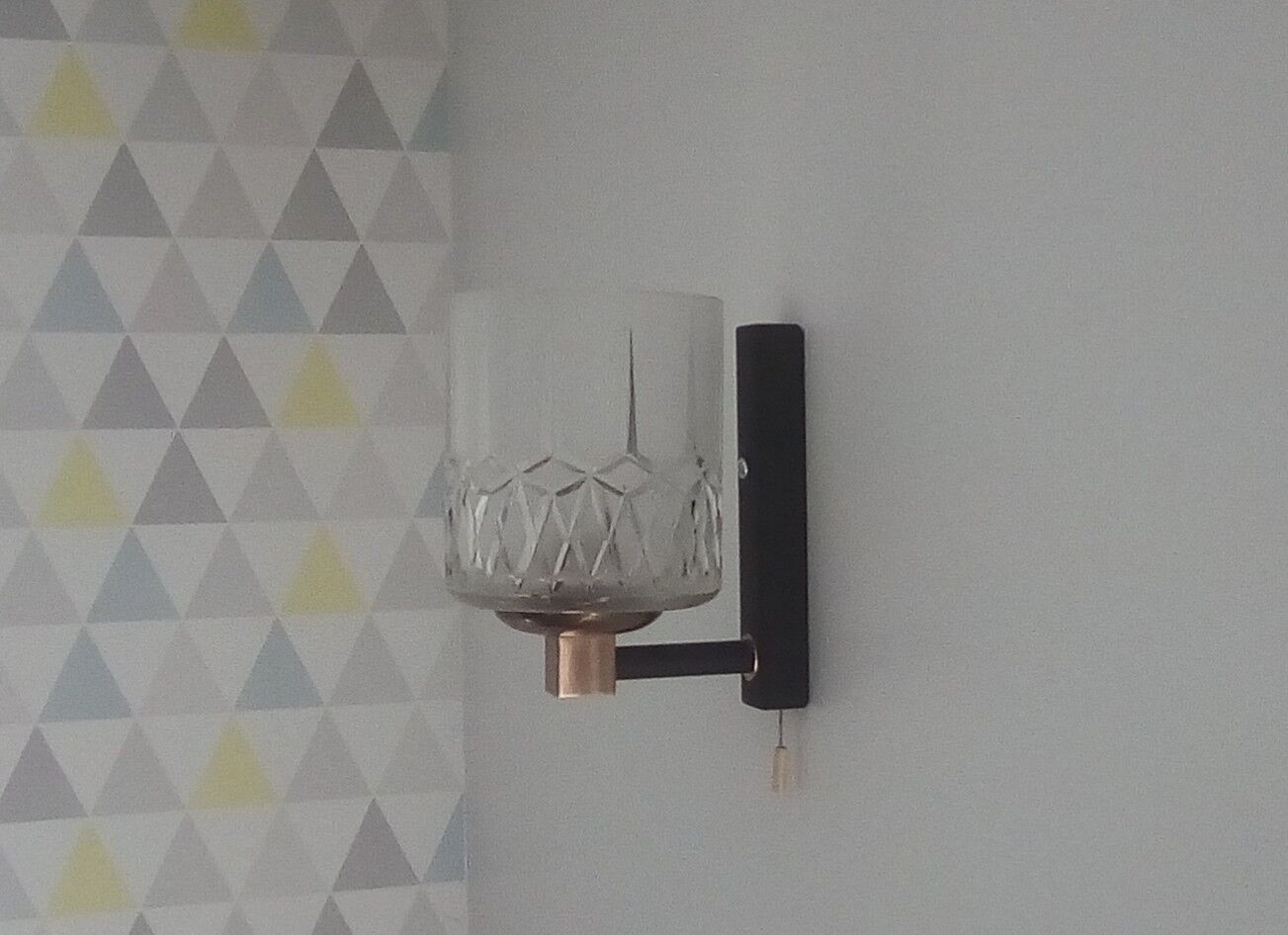 Wall light thick molded glass and 50s brass