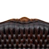 Deep buttoned brown leather salon set