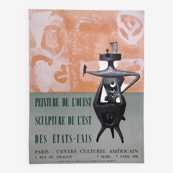 Affiche peinture de l'ouest centre culturel américain 1958