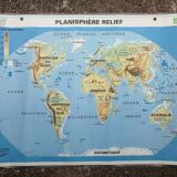 Old school MDI map: The world, political planisphere and relief.