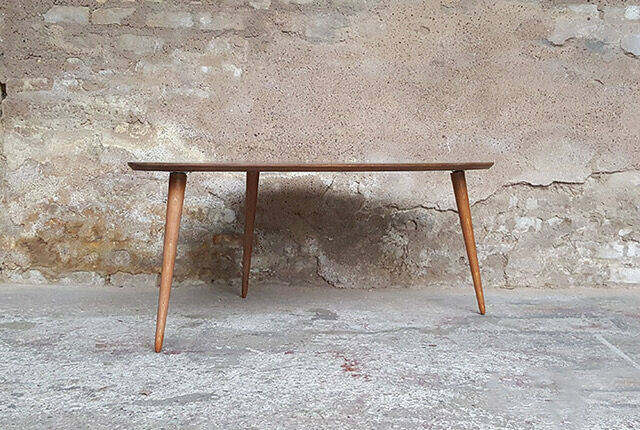 Table basse bois plateau noir