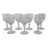 7 antique stemmed glasses made of blown glass – 1930s–1950s