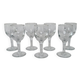 7 antique stemmed glasses made of blown glass – 1930s–1950s