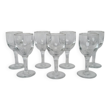7 antique stemmed glasses made of blown glass – 1930s–1950s