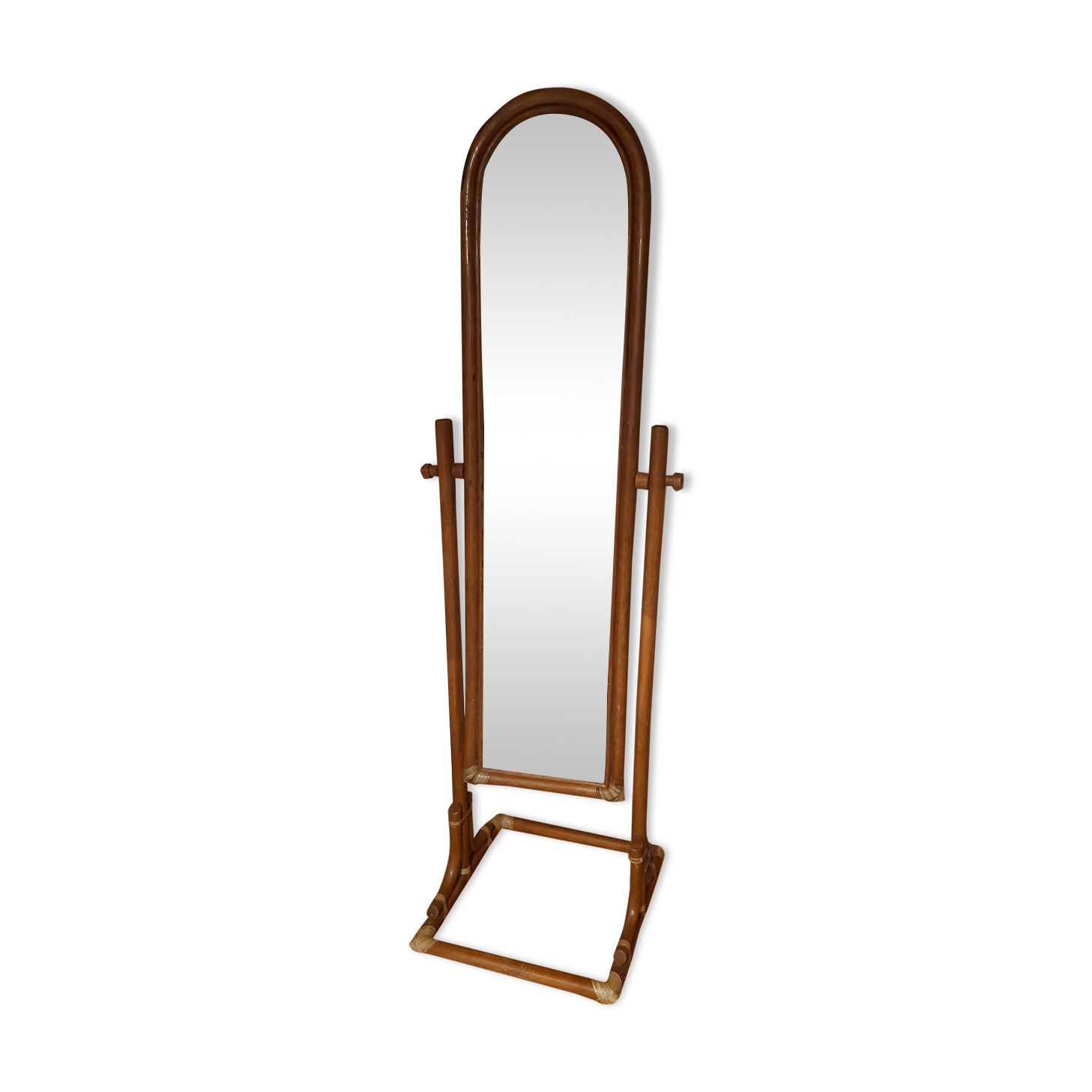 Psyche mirror in rattan 70's 124cm X 24cm