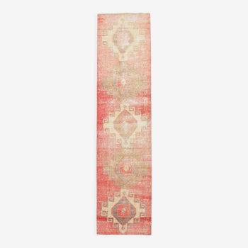 Red & beige vintage runner rug