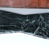 Dining Table by Vittorio Dassi with Oval Black Opaline Glass Top and Marble Base