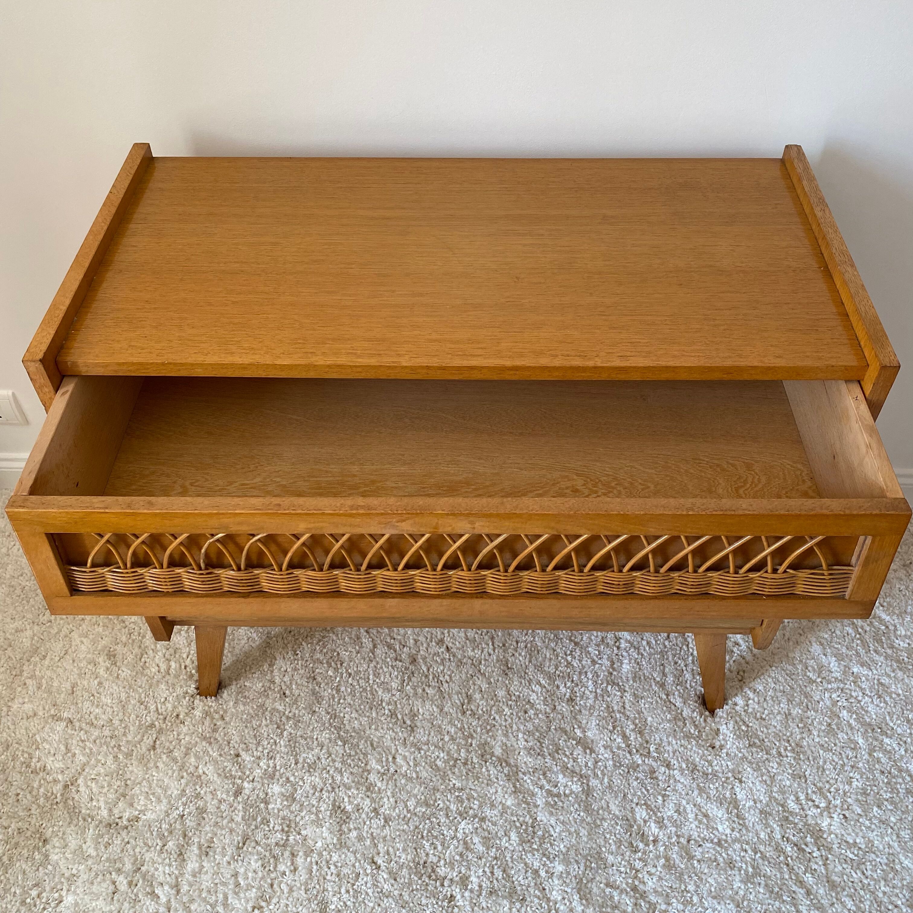 Vintage rattan chest of drawers