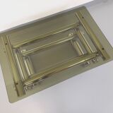 Vintage Space Age rectangular coffee table by Paul Mayen in smoked glass and chrome metal from the 70s