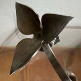 Silver-plated metal flower candle holder