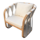 Fauteuil lounge / monoplace / fauteuil club en rotin wabisabi