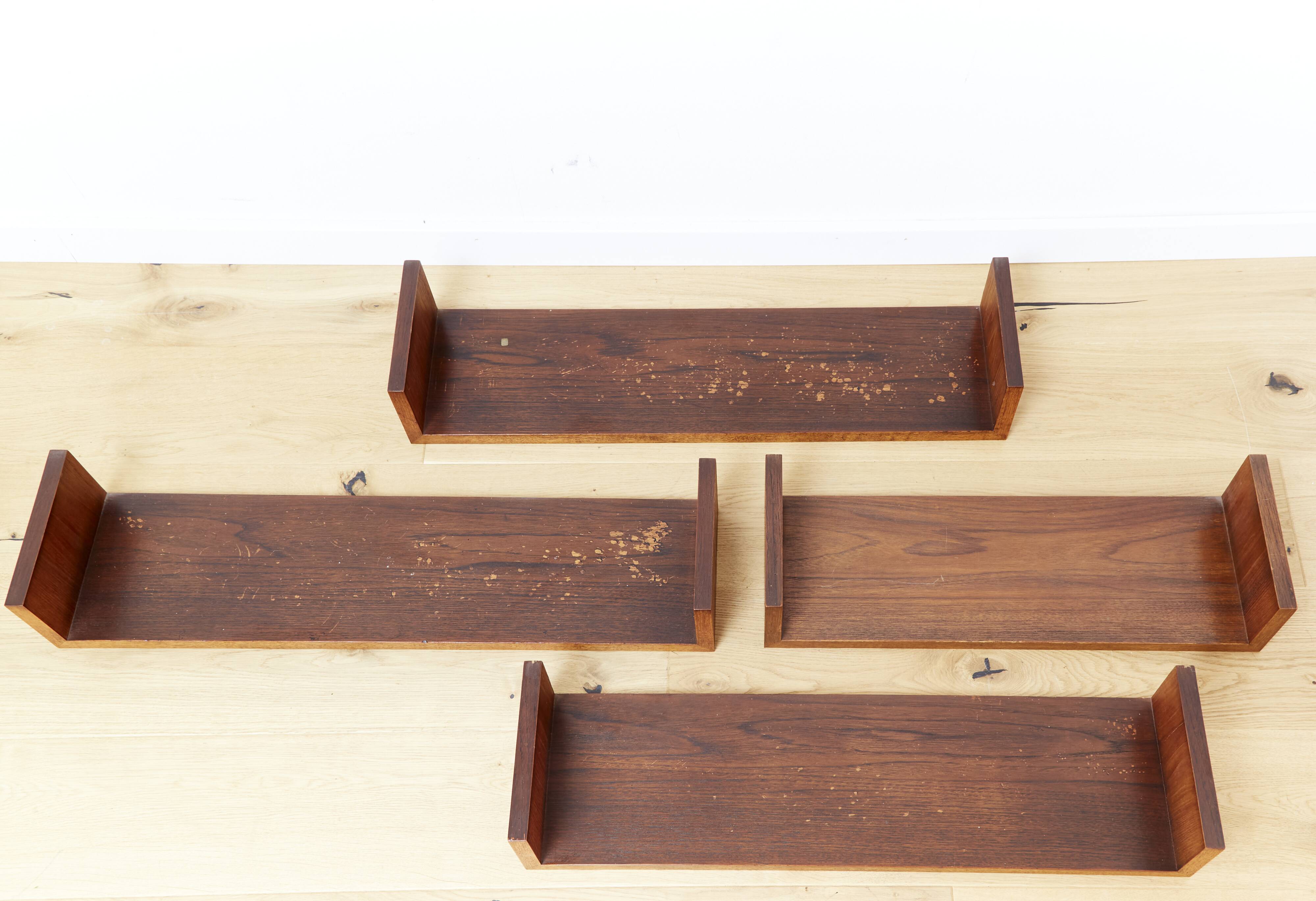 Mid-Century Teak Wandregal I Set of Four