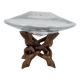 Glass cup molded on carved exotic wood