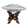 Glass cup molded on carved exotic wood