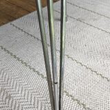 Duo of chairs in formica imitation brown wood and eiffel feet