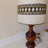 lampe de sol vintage pied en bois tourné