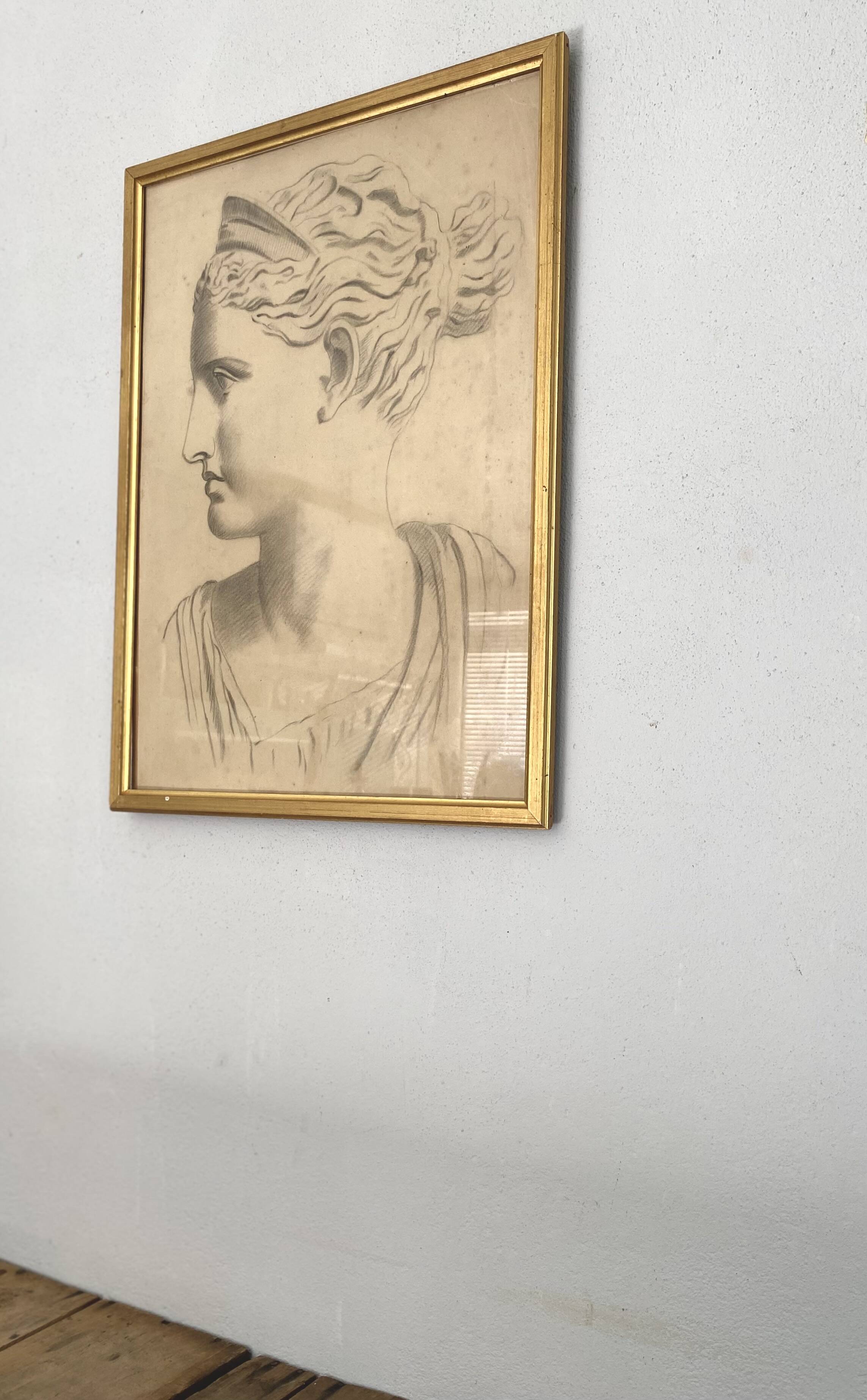 Dessin d’atelier, cadre bois vitré