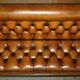 Pair of Victorian Chesterfield pub benches in leather.