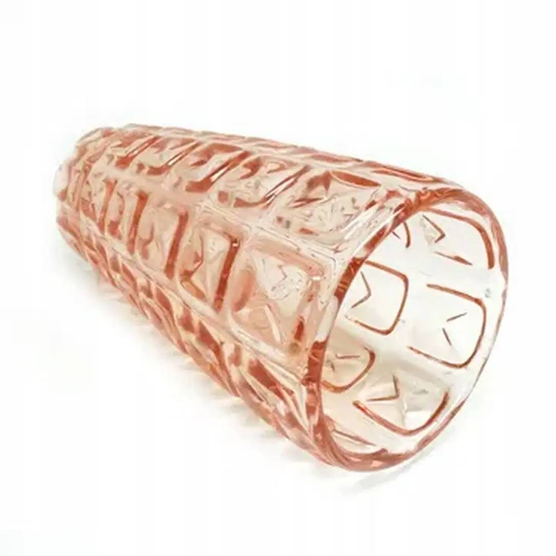 Vase en forme d'enveloppe, style mid-century modern, en verre pressé rose, Ząbkowice, Pologne, années 1970.