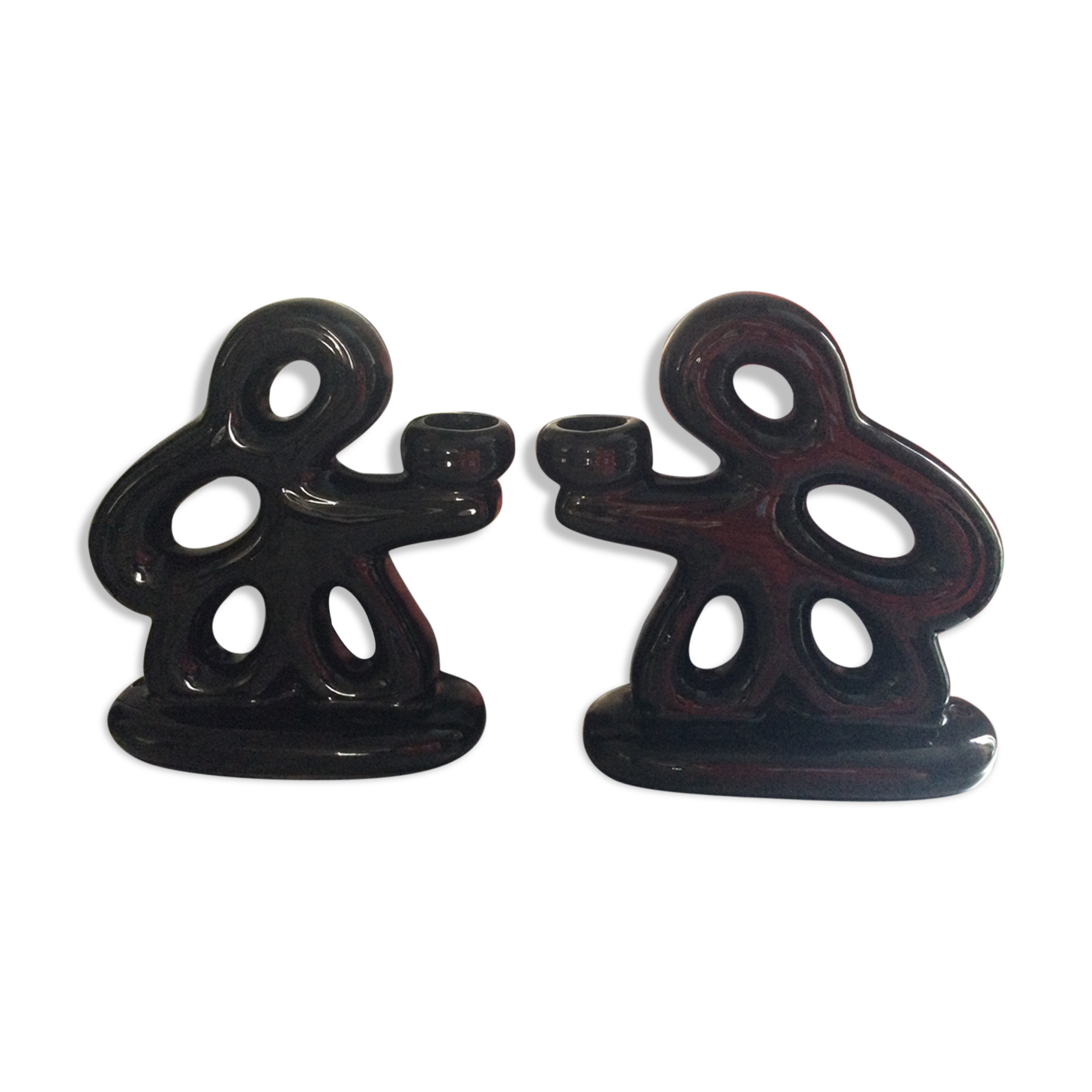 Pair of ceramic Art Deco candlesticks