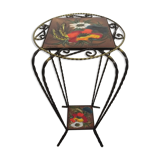 Vallauris wrought iron and ceramic side table