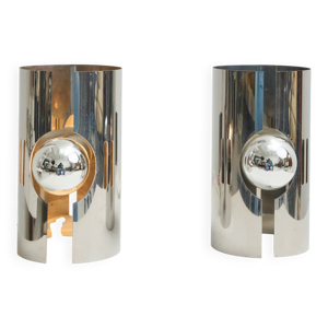 Paire d'appliques chromées - 1970s