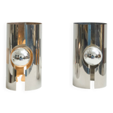 Pair of chrome wall lights with slits, 1970s