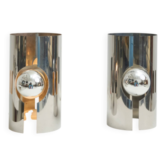 Pair of chrome wall lights with slits, 1970s