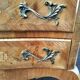 Chest of drawers old marquetry marble top Louis XV style