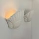 Pair of vintage shell wall lights, matte white plaster, France 1970