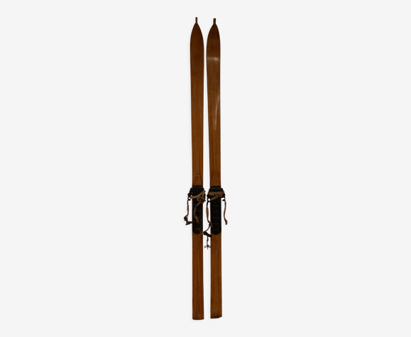 Pair of old wooden skis 195 cm