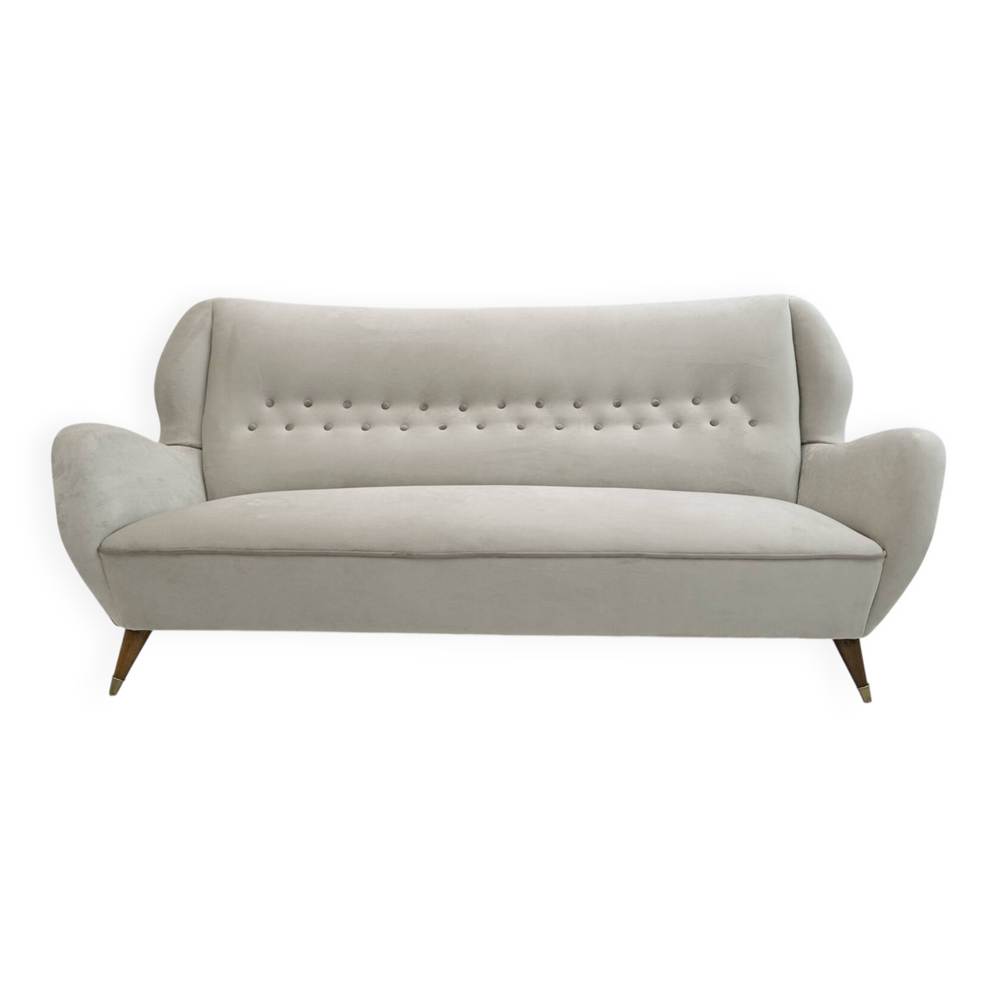 Attributed Gio Ponti Mid-Century Modern Velvet Sofa for ISA, 1950s