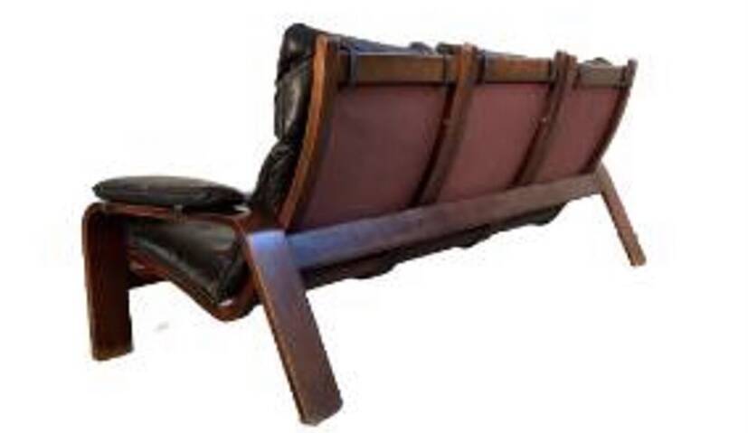 Vintage Scandinavian sofa in black leather