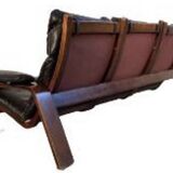 Vintage Scandinavian sofa in black leather