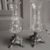 Paire de vases en verre émaillé