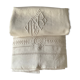 Linen sheet . Old. Monogram M R 207 cm x 300 cm