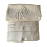 Linen sheet . Old. Monogram M R 207 cm x 300 cm