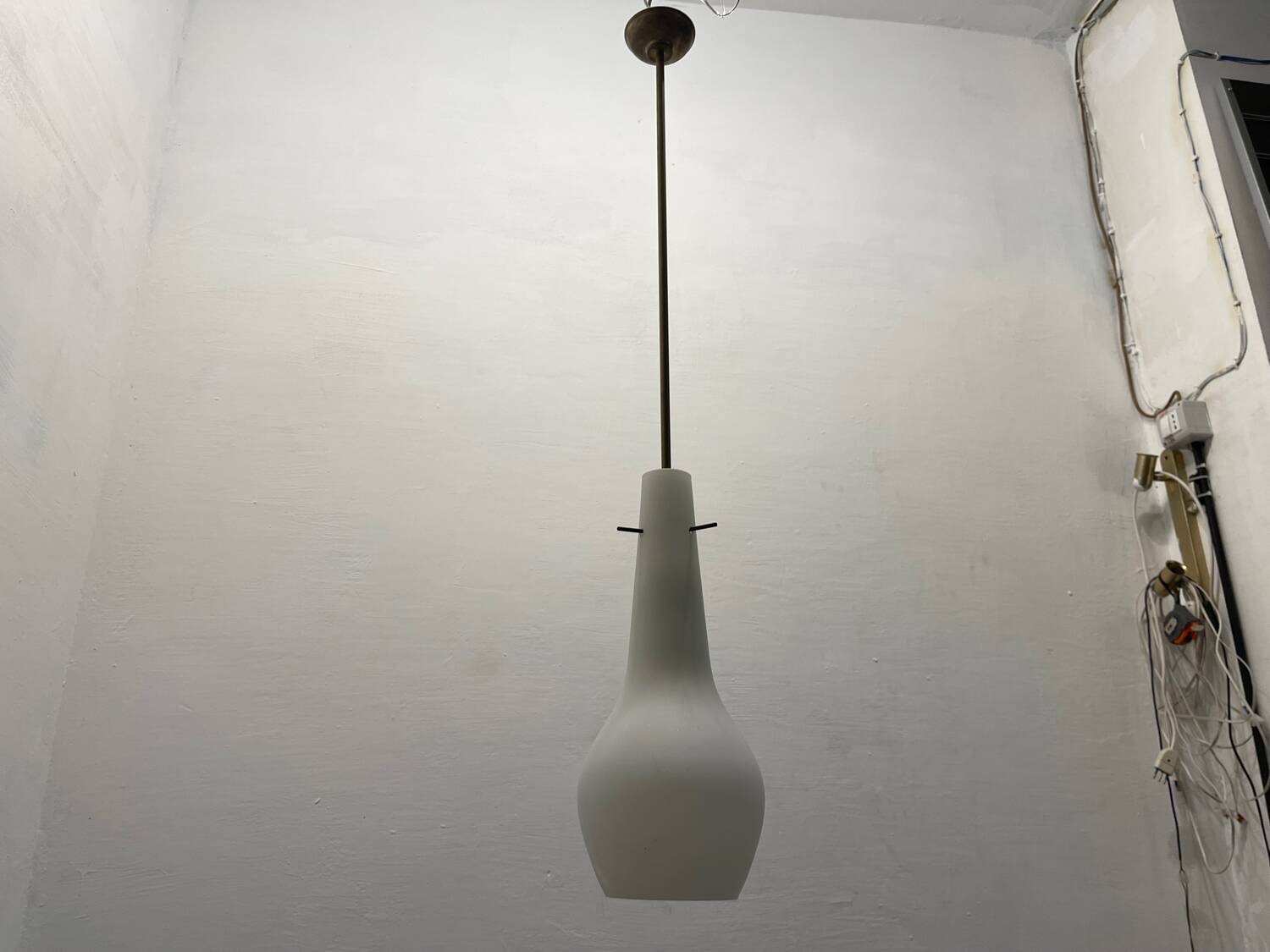 Bronze Opaline Glass Light Pendants Set of 2 1950’s