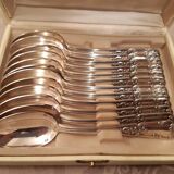 12 teaspoons, floral pattern with lily of the valley, silver metal