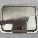 Christofle - plateau fond guilloché frise de perles métal argenté 1900