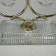 Brass Candelabra with Art Glass Base and Glass Prisms by Gunnar Ander for Ystad-Metall, Sweden, 1950s